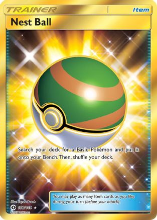 Nest Ball (Gold) (158) Holofoil - Sun & Moon