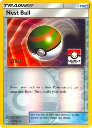 Nest Ball (League Cup) [Staff] (123) Reverse Holofoil - Sun & Moon