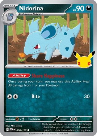 Nidorina (88) Holofoil - 30th Celebration