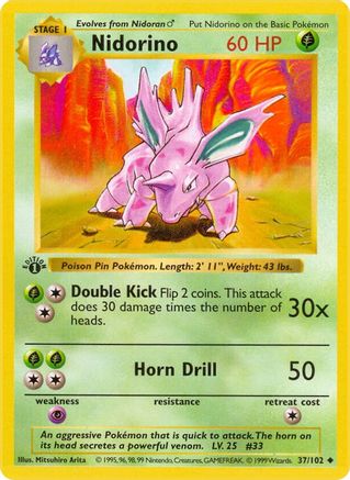 Nidorino (37) (1st Edition) - Base Set (Shadowless)