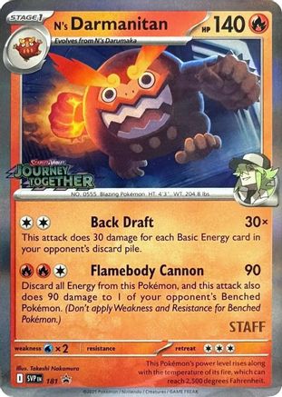 N's Darmanitan (Prerelease) [Staff] (181) Holofoil - Black Star Promos