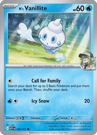 N's Vanillite (49) Reverse Holofoil - Ascended Heroes