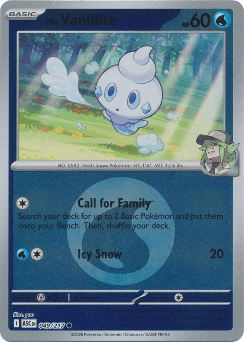 N's Vanillite (Energy Symbol Pattern) (49) Reverse Holofoil - Ascended Heroes