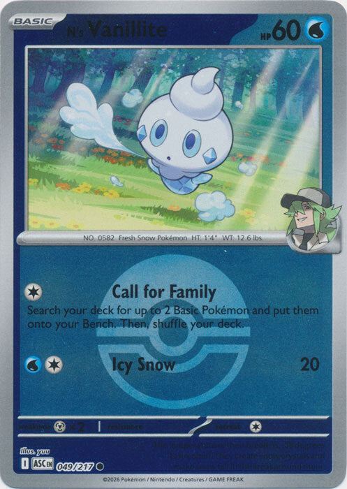 N's Vanillite (Poke Ball) (49) Reverse Holofoil - Ascended Heroes
