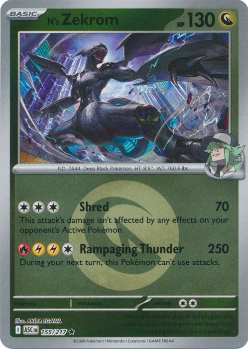 N's Zekrom (Energy Symbol Pattern) (155) Reverse Holofoil - Ascended Heroes