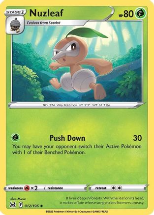Nuzleaf (12) Reverse Holofoil - Lost Origin