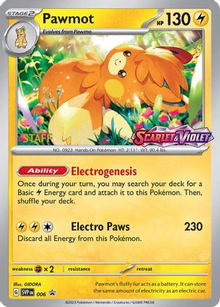 Pawmot (Prerelease) [Staff] (6) Holofoil - Black Star Promos