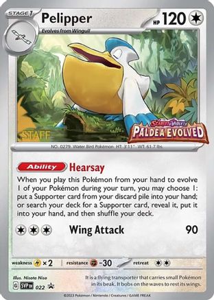 Pelipper (Prerelease) [Staff] (22) Holofoil - Black Star Promos