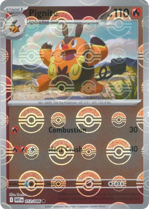 Pignite (Poke Ball Pattern) (12) Reverse Holofoil - White Flare