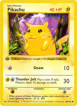 Pikachu (58) (Unlimited) - Base Set (Shadowless)