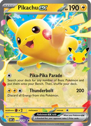 Pikachu ex (53) Holofoil - 30th Celebration