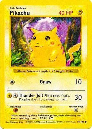 Pikachu (Red Cheeks) (58) (Unlimited) - Base Set (Shadowless)