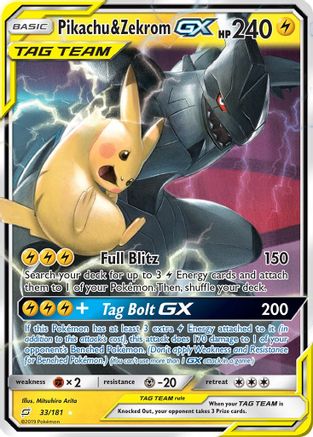 Pikachu & Zekrom GX (33) Holofoil - Team Up