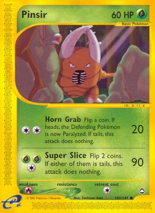Pinsir (101) Reverse Holofoil - Aquapolis