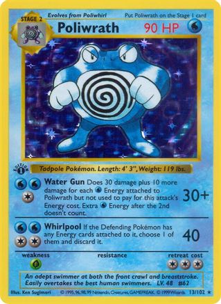 Poliwrath (13) (Unlimited) Holofoil - Base Set (Shadowless)