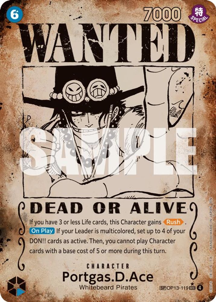 Portgas.D.Ace (Wanted Poster) (OP13-119) Foil