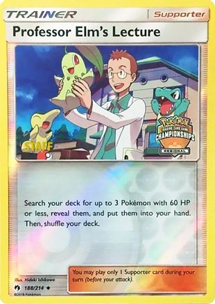 Professor Elm's Lecture (Regional Championships) [Staff] (188) Reverse Holofoil - League & Championship Cards