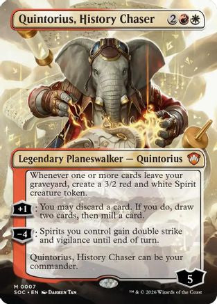 Quintorius, History Chaser (Borderless) (007) - Commander: Secrets of Strixhaven