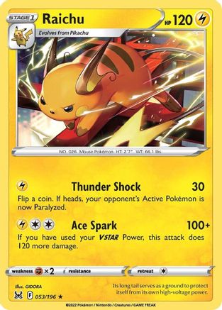 Raichu (53) Reverse Holofoil - Lost Origin
