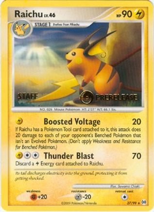 Raichu (Prerelease) [Staff] (27) - Nintendo Promos