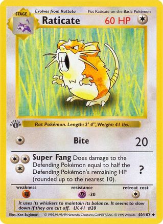 Raticate (40) (Unlimited) - Base Set (Shadowless)