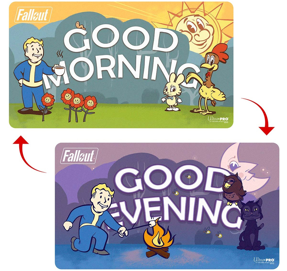 Fallout Playmat Double-Sided Vault Boy Good Morning / Good Evening