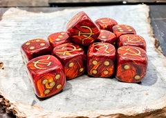 Chessex Soviet Union Scarab Scarlet/Gold 12d6 16mm | Silver Goblin