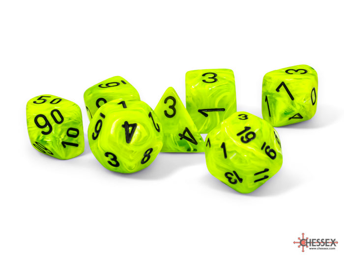 Chessex Vortex Bright Green/Black Mega-hedral Dice Set | Silver Goblin