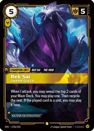 Rek'Sai – Swarm Queen (Alternate Art) (170a) Foil - Spiritforged