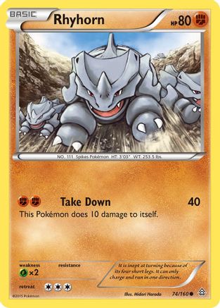 Rhyhorn (74) Reverse Holofoil - Primal Clash