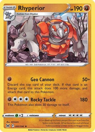 Rhyperior (91) Reverse Holofoil - Lost Origin