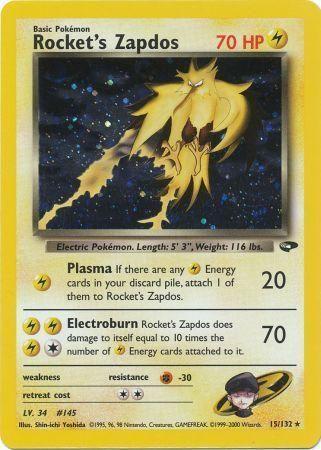Rocket's Zapdos (15) (Unlimited) Holofoil - Gym Challenge