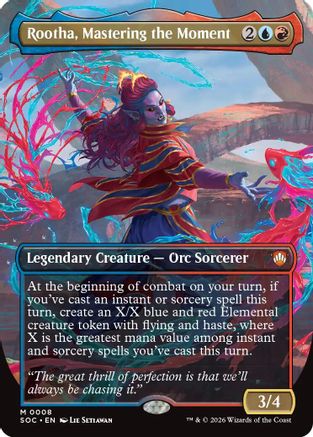 Rootha, Mastering the Moment (Borderless) (008) Foil - Commander: Secrets of Strixhaven