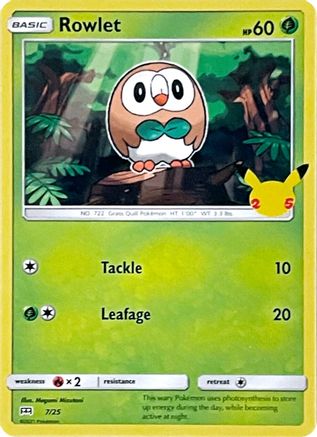 Rowlet (7) Holofoil - McDonalds 25th Anniversary Promos