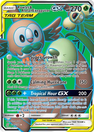 Rowlet & Alolan Exeggutor GX (Full Art) (214) Holofoil - Unified Minds