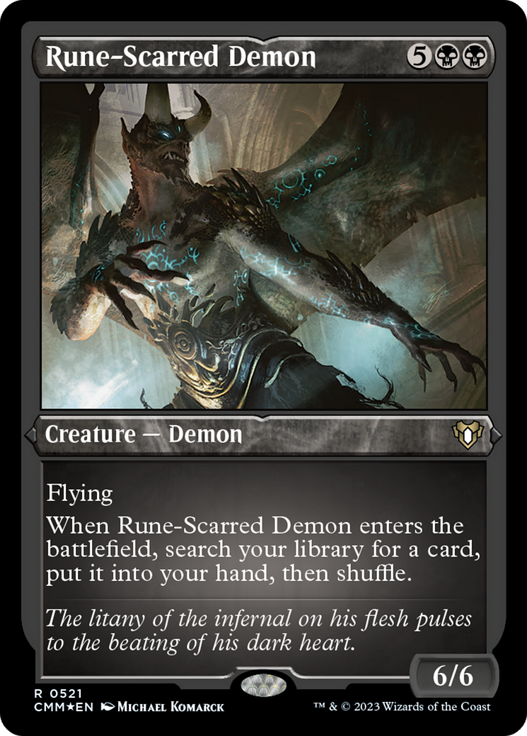 Rune-Scarred Demon (521) Etched Foil - Commander Masters