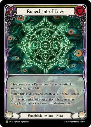 Runechant of Envy (Yellow) (GEM178) Rainbow Foil - Gem Pack 5