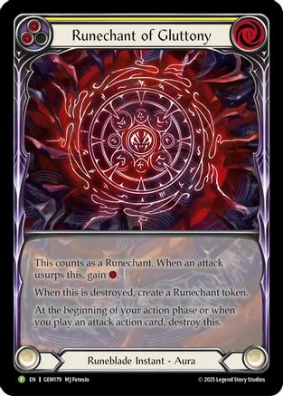 Runechant of Gluttony (Yellow) (GEM179) Rainbow Foil - Gem Pack 5