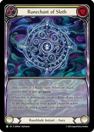 Runechant of Sloth (Yellow) (GEM182) Rainbow Foil - Gem Pack 5
