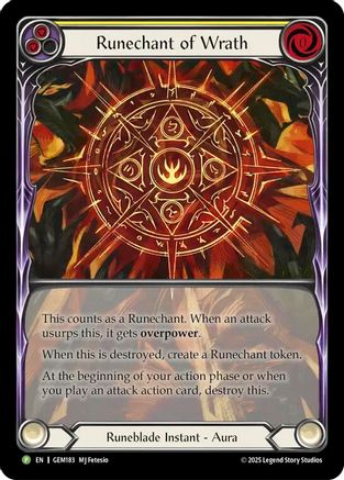 Runechant of Wrath (Yellow) (GEM183) Rainbow Foil - Gem Pack 5