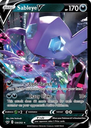 Sableye V (120) Holofoil - Sword & Shield