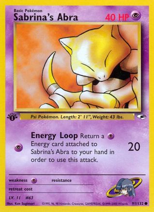 Sabrina's Abra (91) (1st Edition) - Gym Heroes