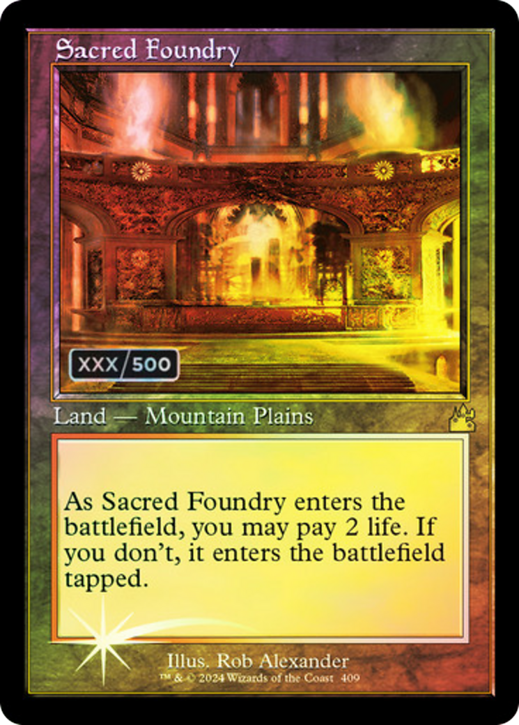 Sacred Foundry (Retro) (Serial Numbered) (409) Foil - Ravnica Remastered