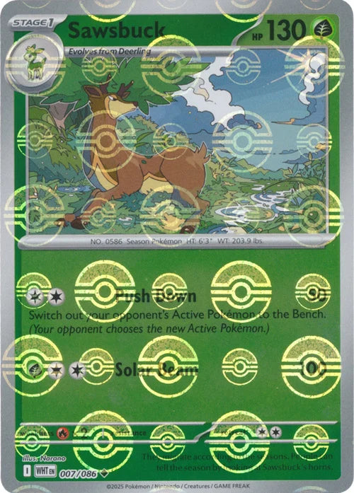 Sawsbuck (Poke Ball Pattern) (7) Reverse Holofoil - White Flare