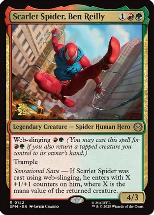 Scarlet Spider, Ben Reilly (Prerelease) (142) Foil - Marvel's Spider-Man