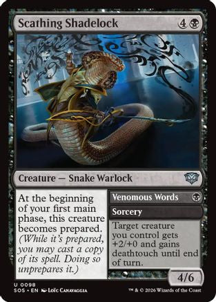 Scathing Shadelock // Venomous Words (098) Foil - Secrets of Strixhaven