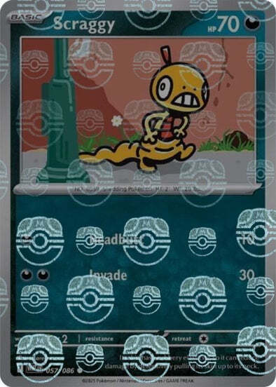 Scraggy (Master Ball Pattern) (57) Reverse Holofoil - White Flare