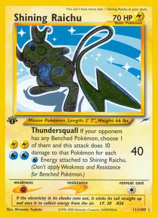 Shining Raichu (111) (1st Edition) Holofoil - Neo Destiny