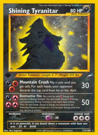 Shining Tyranitar (113) (1st Edition) Holofoil - Neo Destiny