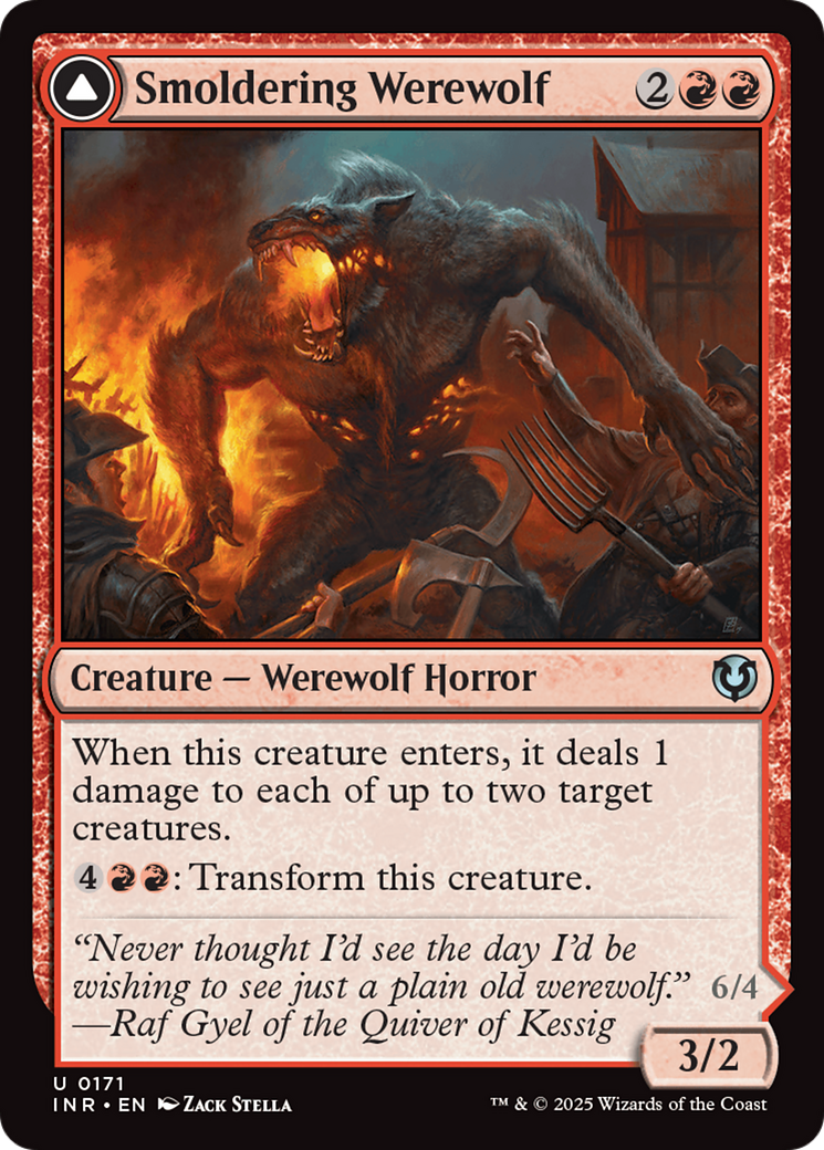 Smoldering Werewolf // Erupting Dreadwolf (171) - Innistrad Remastered